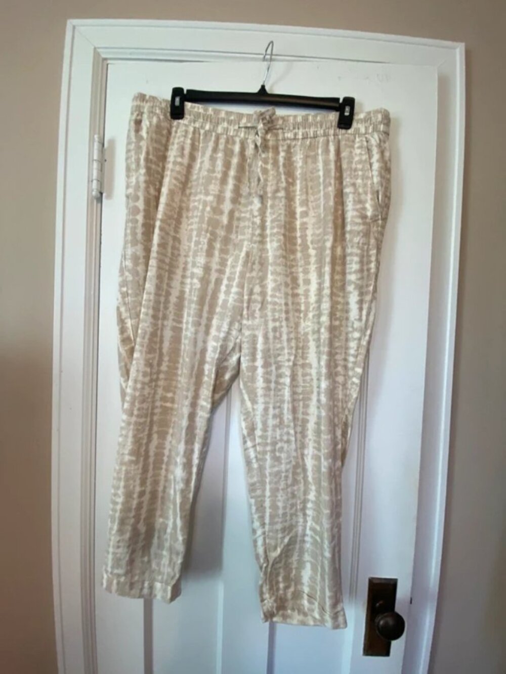 Womens old navy size xl tan and white linen blend pans pants